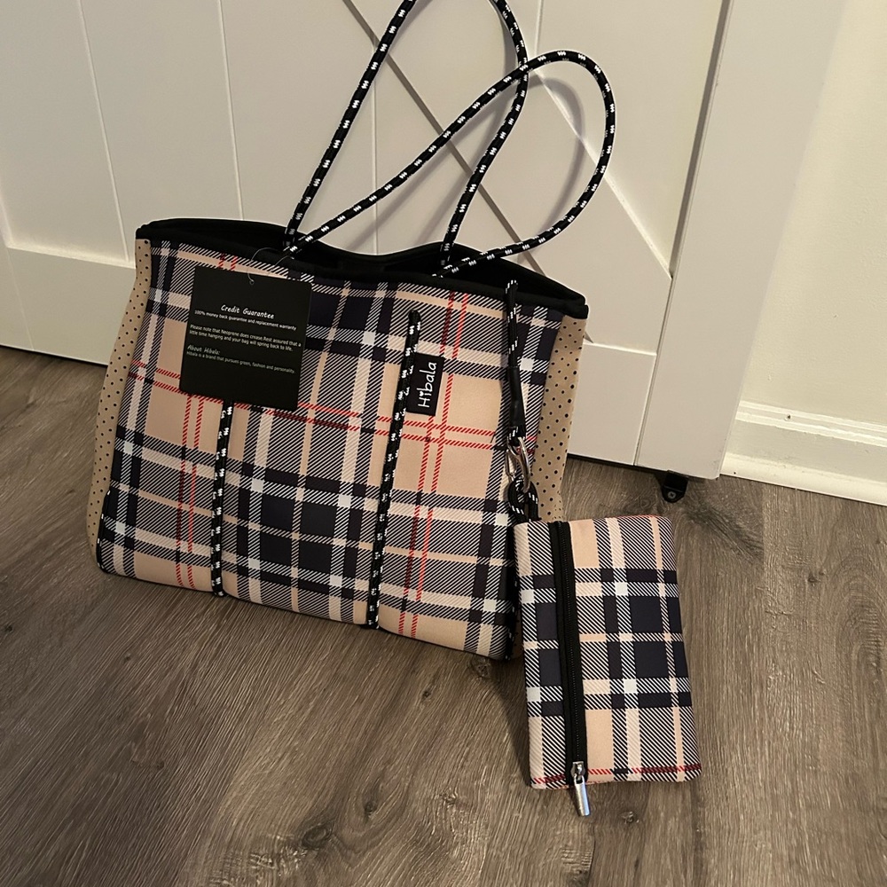 Plaid and Polka Dot Tote Bag